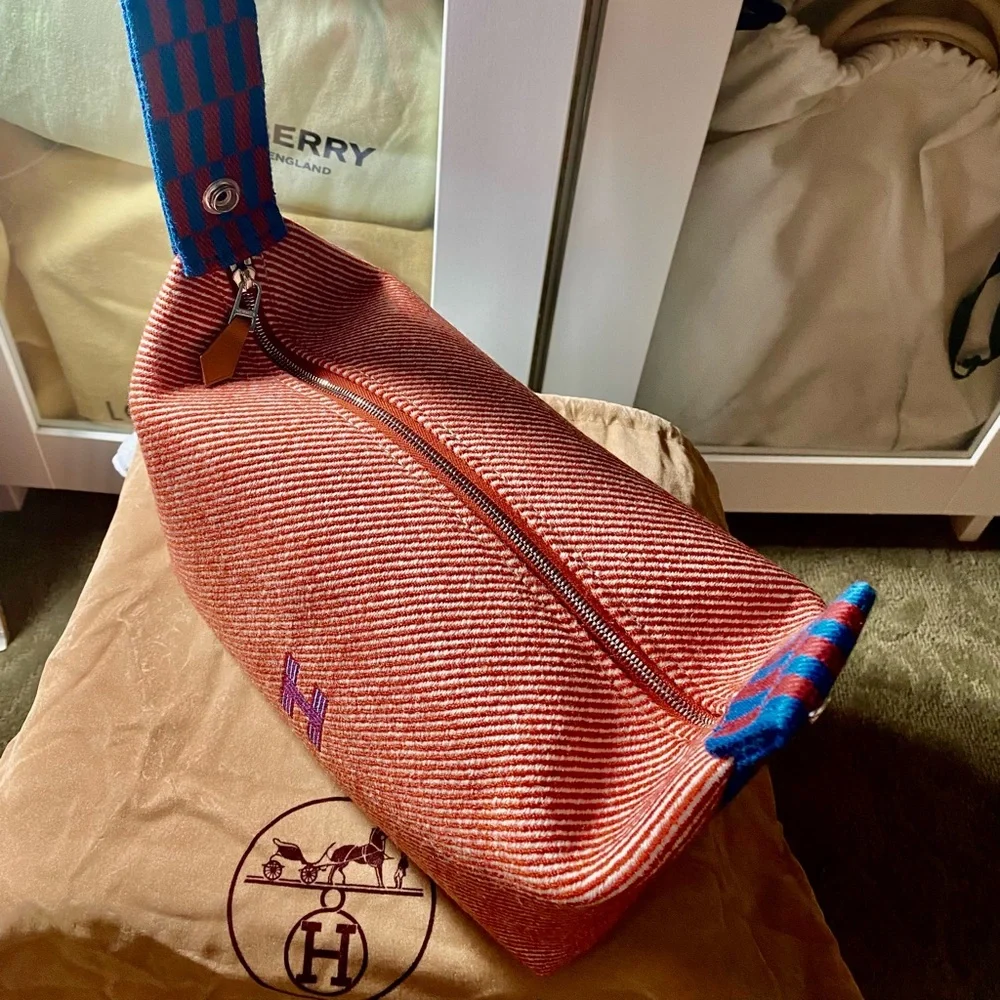 ❤️ HERMES LIMITED EDITION RANK SA CANVAS BRIDE-A-BRAC POUCH stripe by: Hermes - Picture 6 of 11